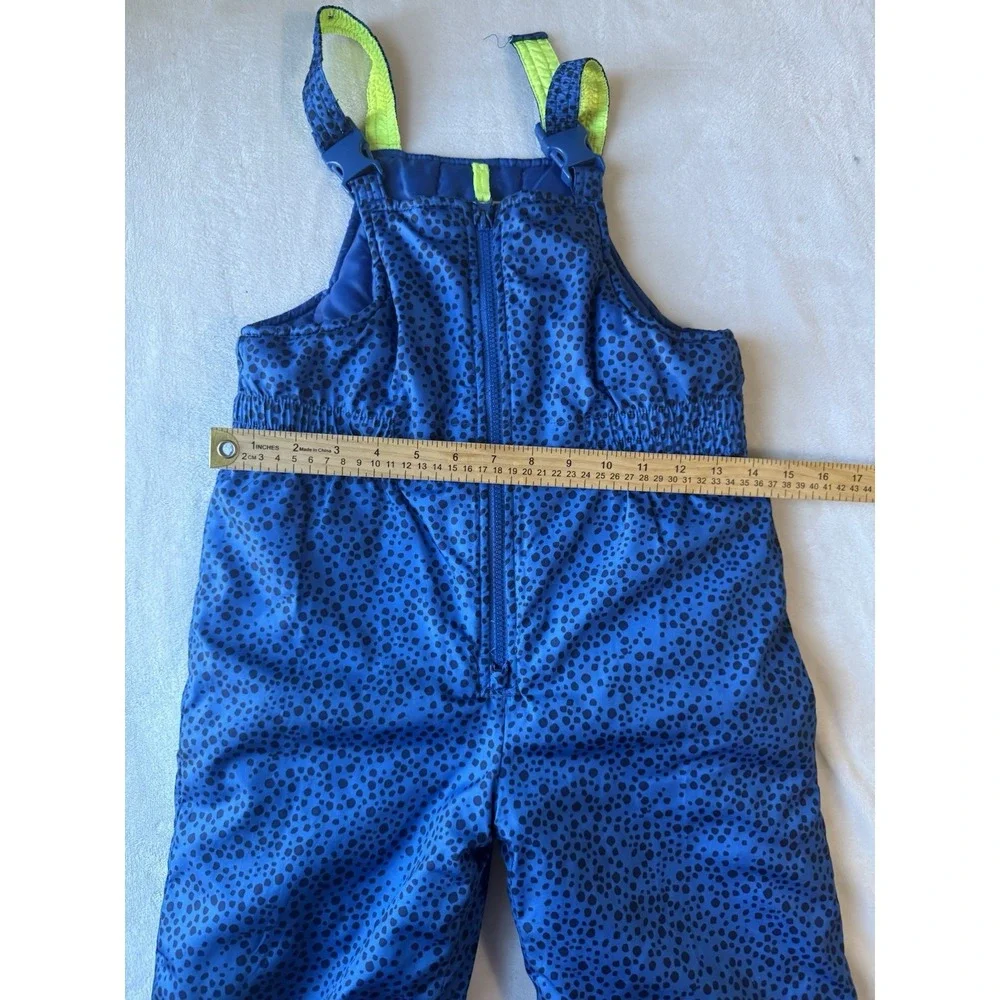 Carter's kids Size M 5-6 Blue Black Bib Ski Snow Pants Polka Dot Adjustable